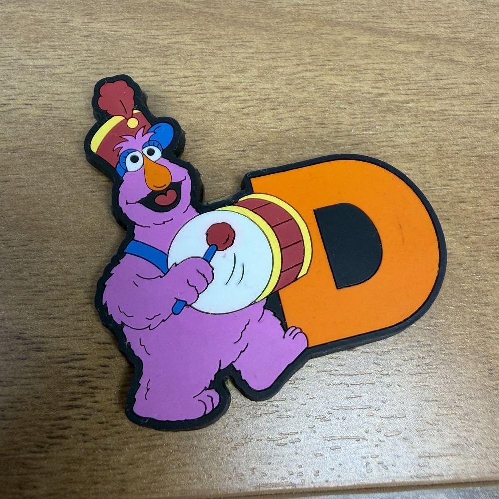 Sesame Street Alphabet Letter D Rubber Magnet Telly Monster Zip Applause VTG 90s